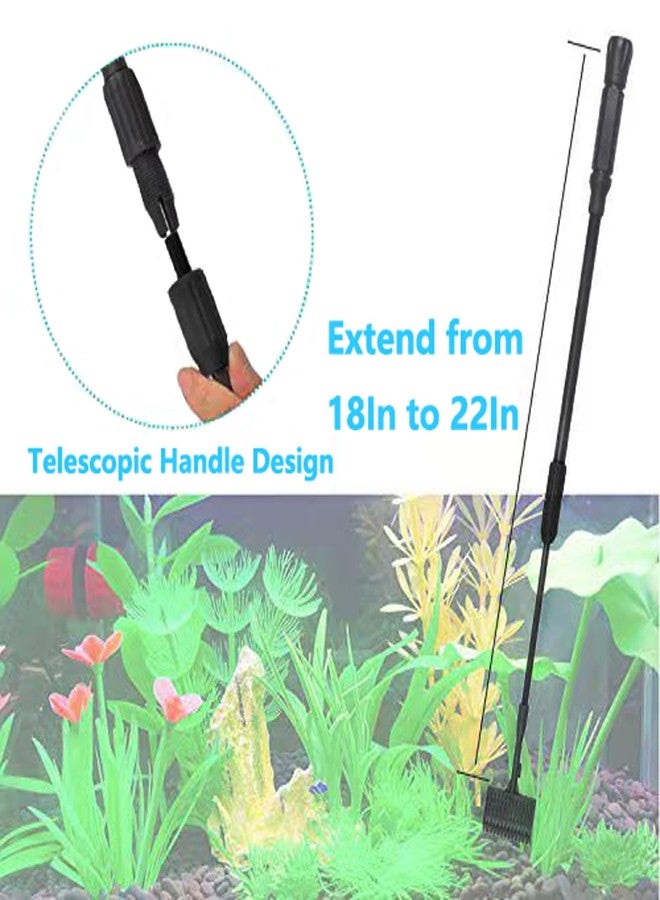 Carefree Fish مجموعة أدوات تنظيف أحواض السمك Carefree Fish 7 في 1، بمقبض طويل قابل للتعديل من 18 إلى 24 بوصة، تتضمن مكشطة طحالب، وفرشاة تنظيف، ومقص نباتات، وملقط طويل. - Image 2